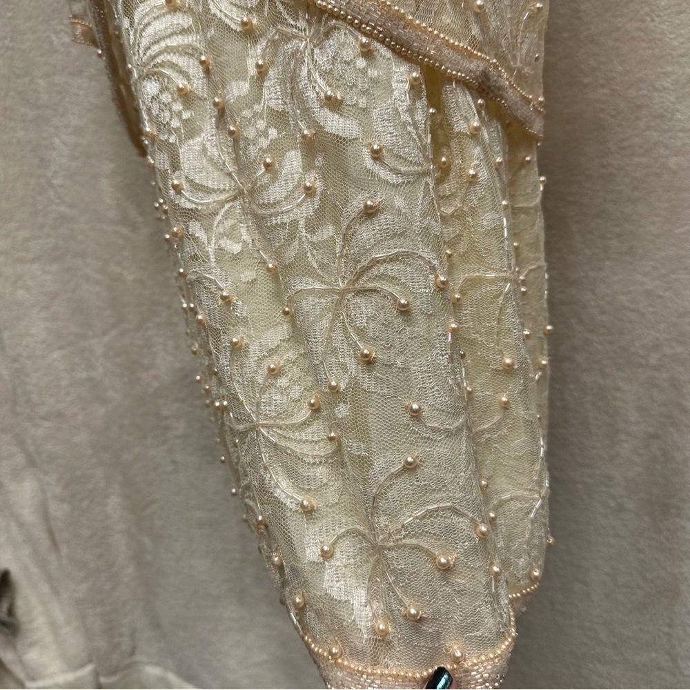 Scala Vintage beaded midi dress women’s 1x champagne mother of bride long sleeve - Picture 11 of 16